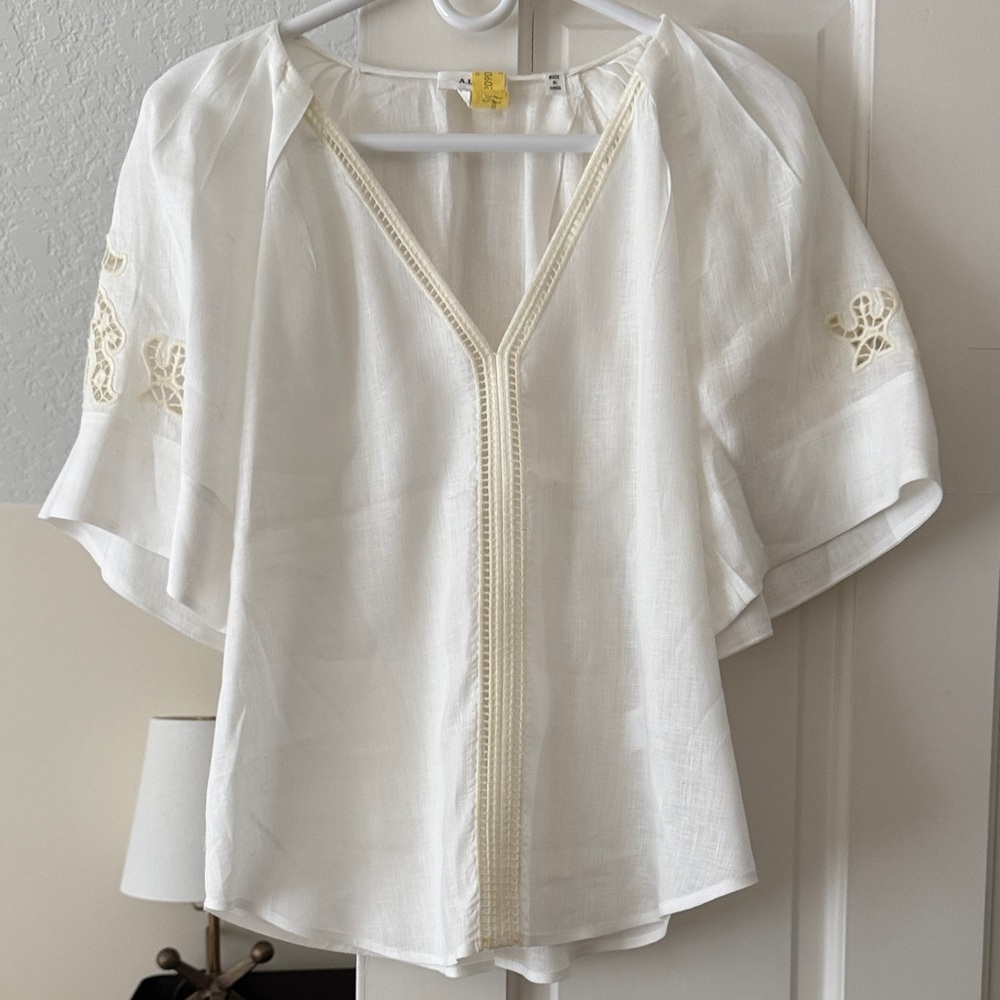 A.L.C. White Blouse with Lace Accents